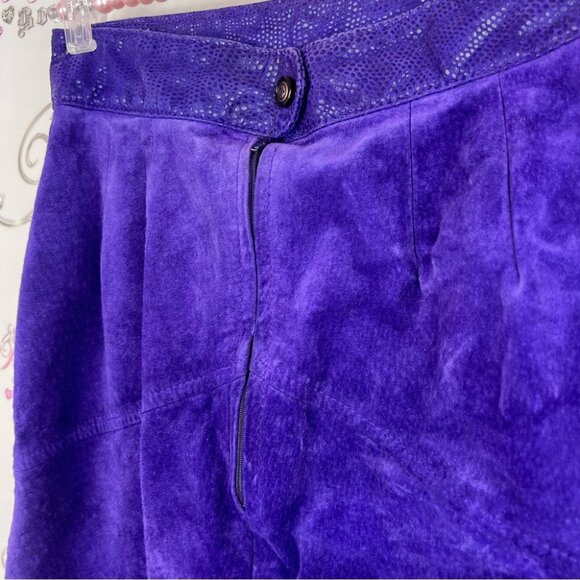 The boutique of leathers skirt leather Elegant royal Purple Midi Skirt - Picture 3 of 8